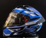 Studds Thunder D6 Full Face Helmet with Clear Visor Glossy Black Blue N5 - Image 3